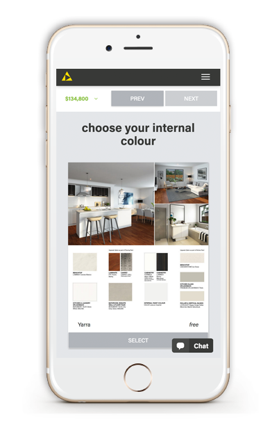 Australian Building Company - Home Creator. Clean & Intuitive mobile design.