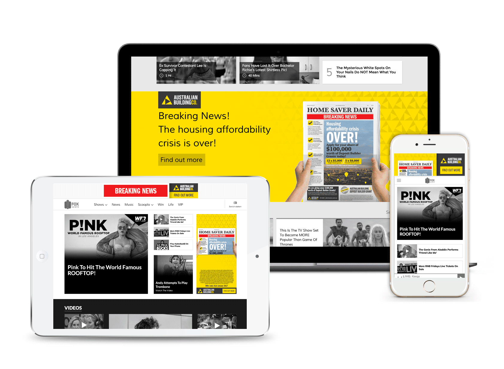 Australian Building Company - Campaign: Breaking news! Digital Takeover